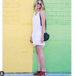 Zara basics cream linen blend dress